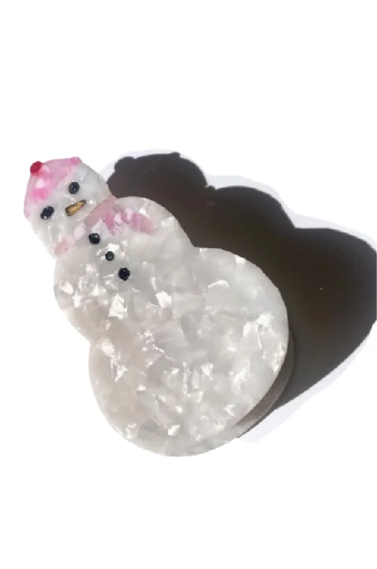 Hand-Painted Snowman Claw Clip