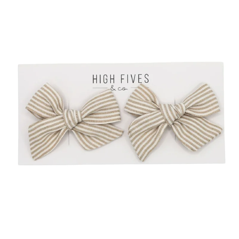 Printed Linen Bow Clips - Piggy Set