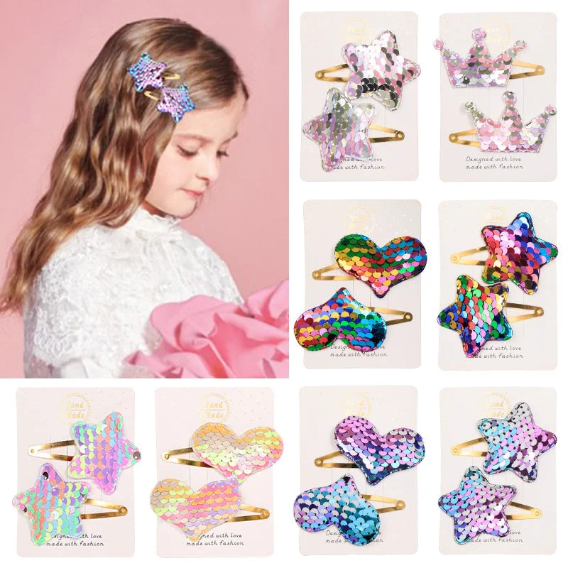 Wholesale Sequin Gradient BB Fabric Hair Clips