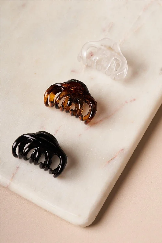 3pcs Clear Brown Black Mini Hair Claw Clips