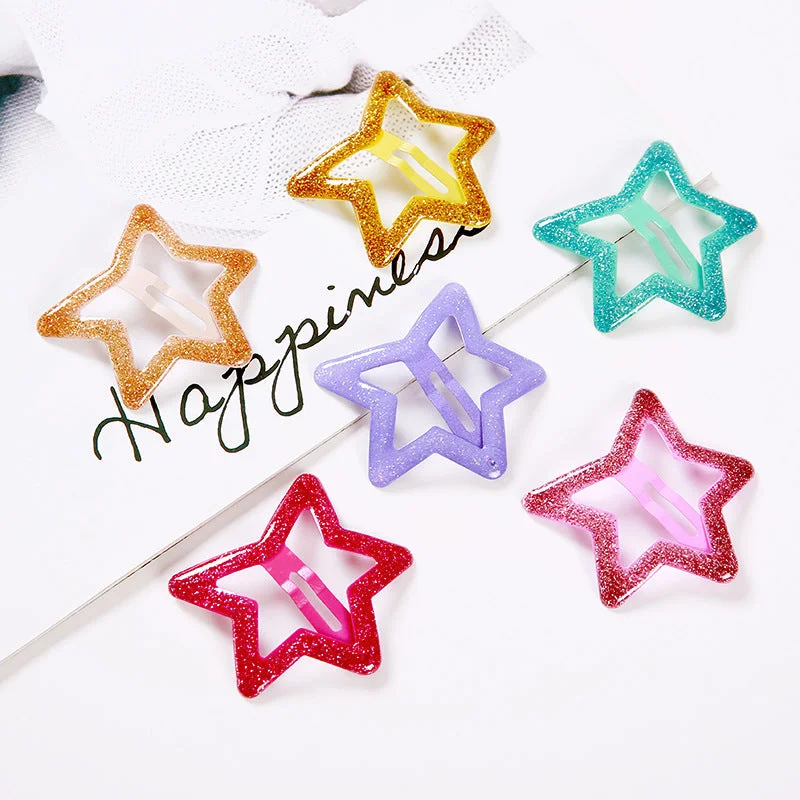 Wholesale Sequin Glitter Stars Acrylic Hair Clips