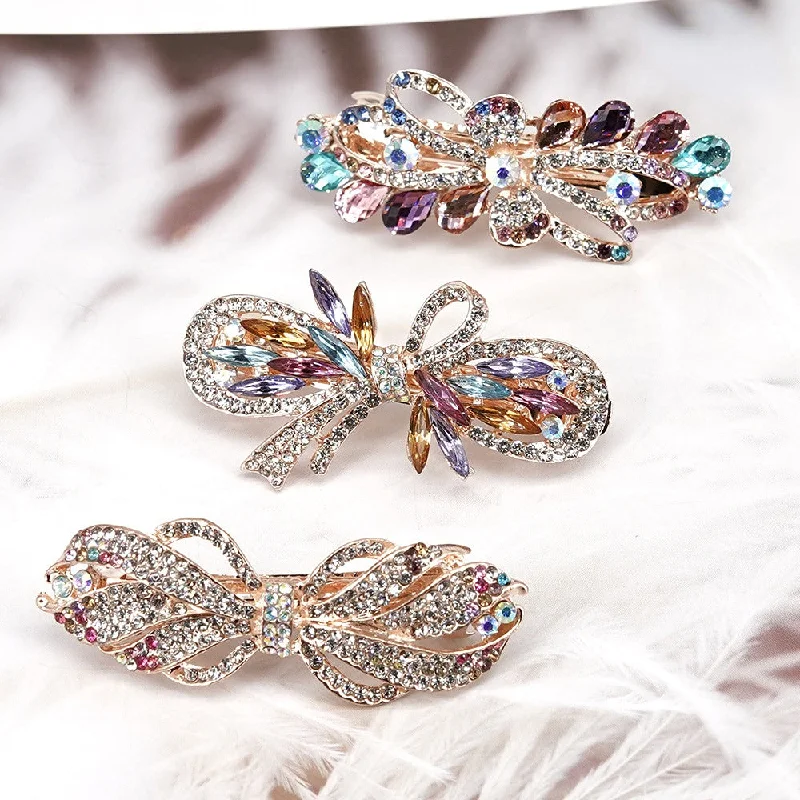 Wholesale Rhinestone Bow Alloy Hair Clips