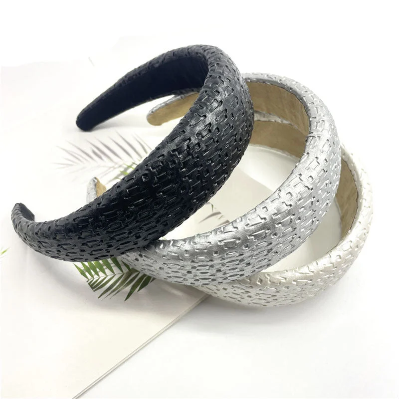 Wholesale PU Leather Sponge Hair Band Wide Edition HeadBand