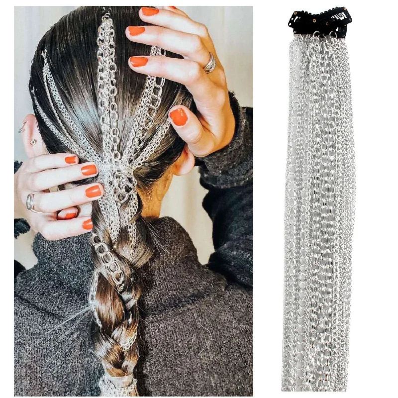 Wholesale Silver Plated Tassel Aluminum Hair Chain BB Hair Clips