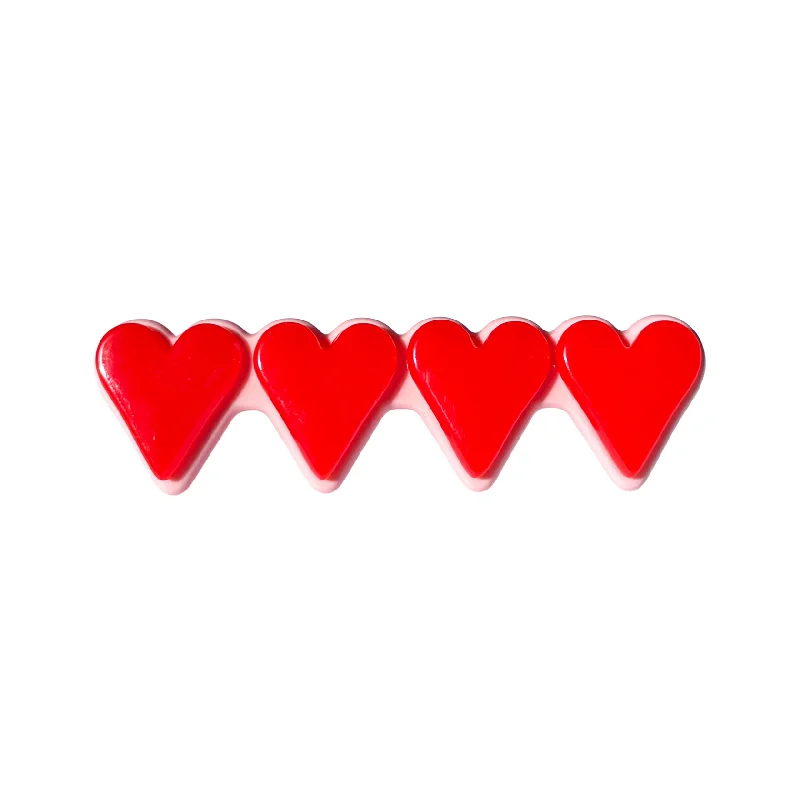 4 Hearts Hair Clip - Red & Pink