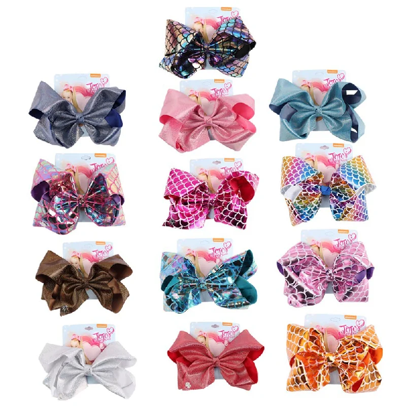 Wholesale Kids Leather Fish Scale Bow Hair Clip