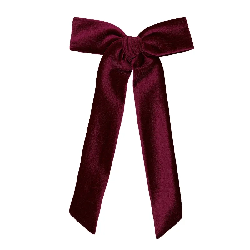 Velvet Sash Bow Clip - Large