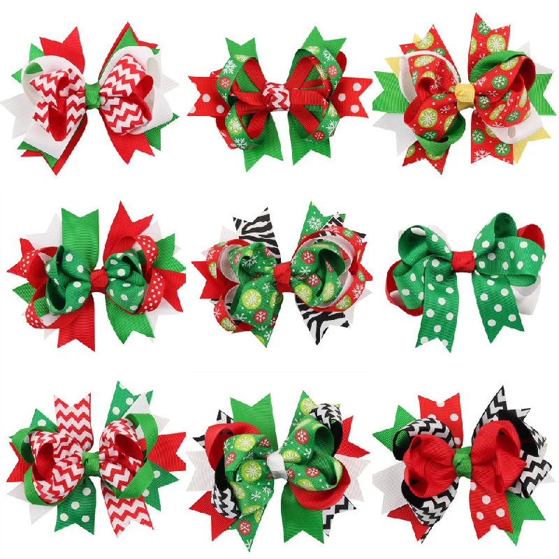 Wholesale Swallowtail Bow Children's Christmas Hair Clip