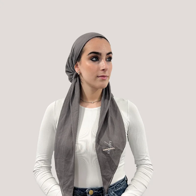 Gray Cotton Pre-Tied Scarf