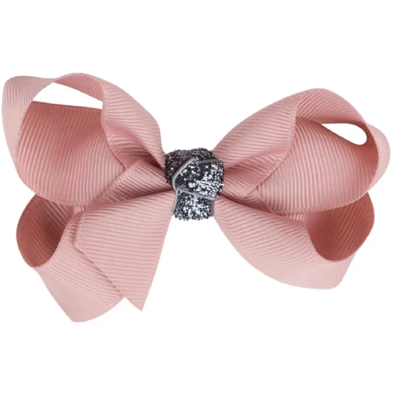 Bow's by Stær Classic Bow - Antique Rose/Grey Glitter - 8 cm