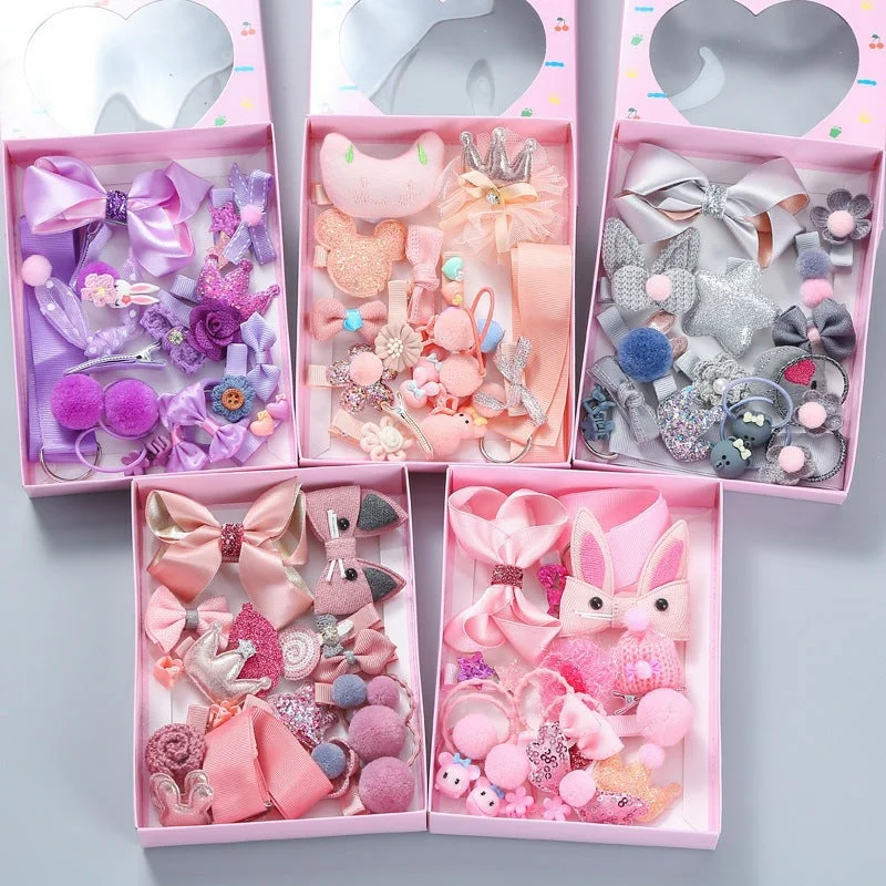 Wholesale 18-piece Set of Cute Fabric Hair Clips for Children