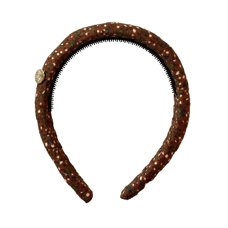 Halo Luxe Elsie Printed Corduroy Headband - Brown Floral