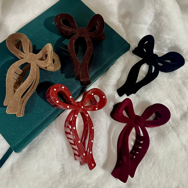 Velvet Bow Claw Clips