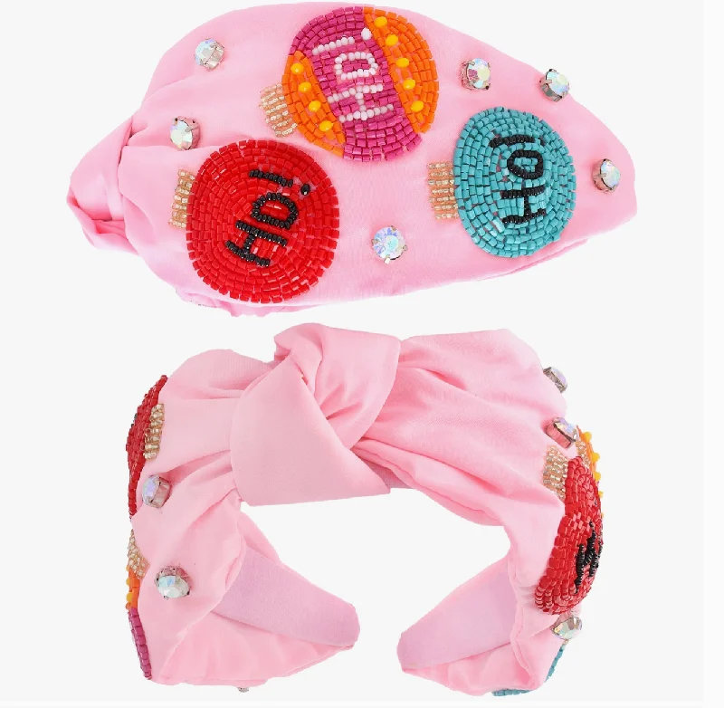 Jewled HO HO HO Ornament Hard Headband (pink)