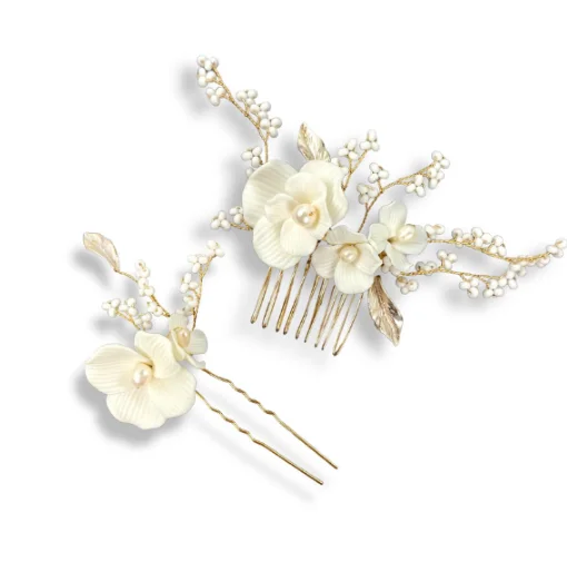 Delicate Flower Comb and Pin Set