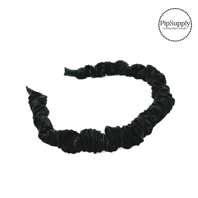 Black Satin Scrunchie Headbands