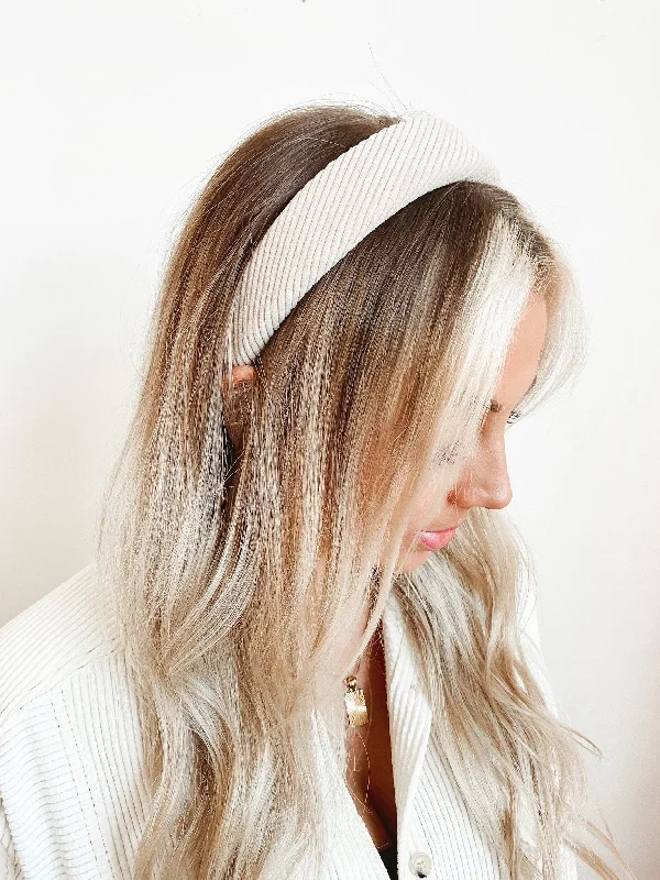 Cream Corduroy Headband