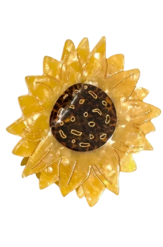 Hand-Painted Sunflower Claw Hair Clip