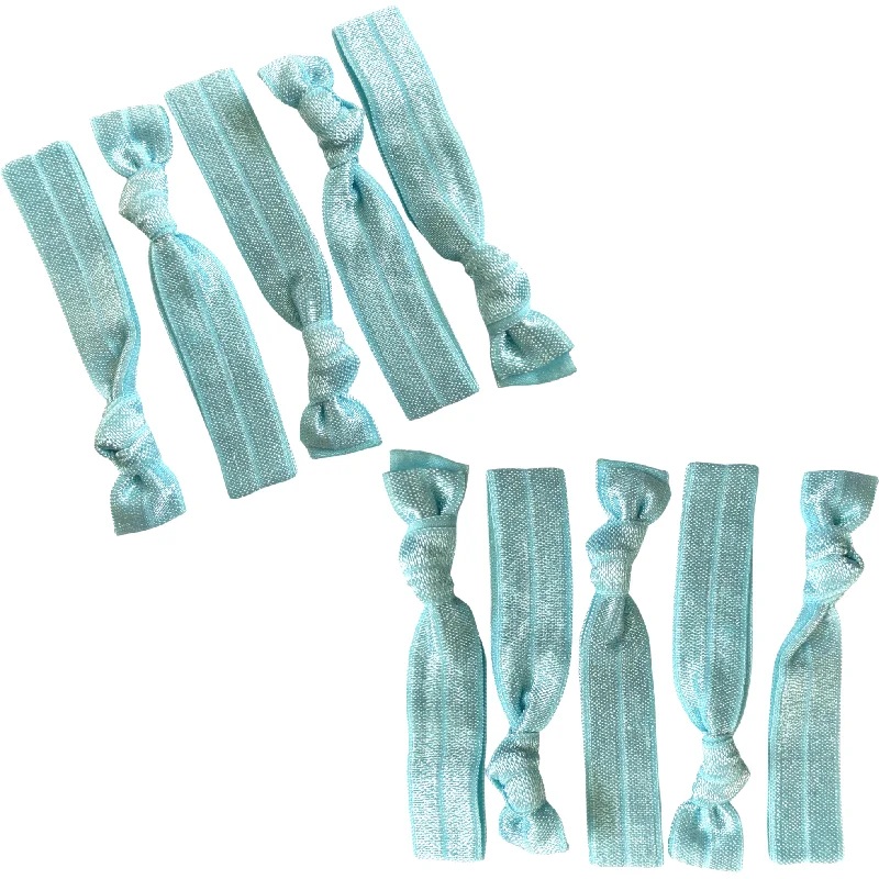 Light Blue Ribbon Hair Ties - 10