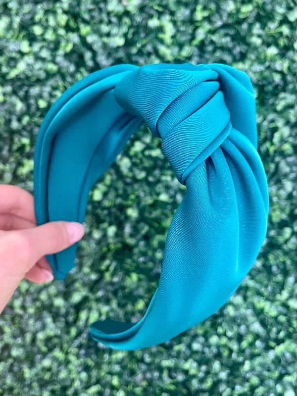 Satin Oversized Headband in Teal