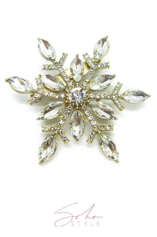 Crystal Stunning Snowflake Brooch