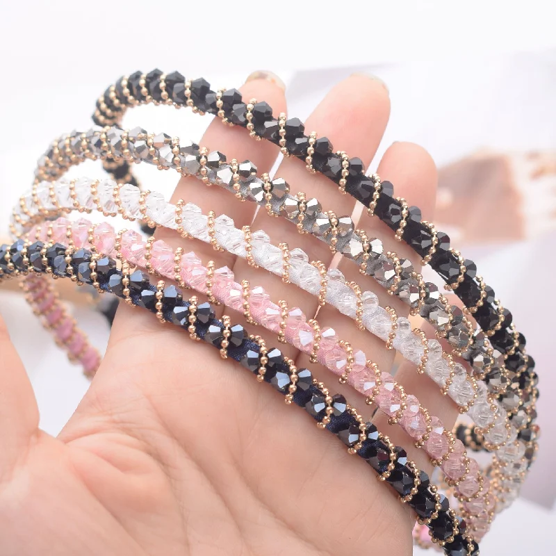 Wholesale Crystal Hand Braided Thin Edge Headband