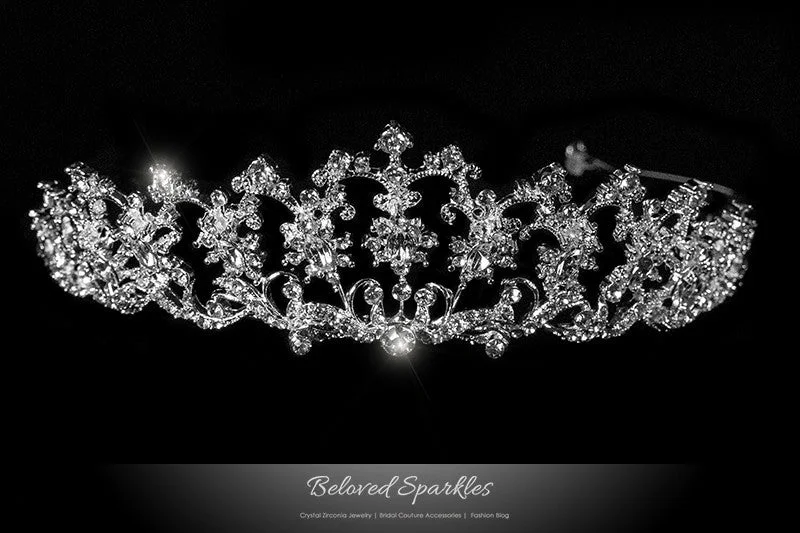 Lynette Vintage Filigree Crystal Silver Tiara