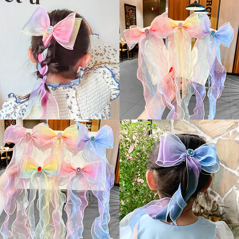 Wholesale Mesh Children Ribbon Bow Hair Clip