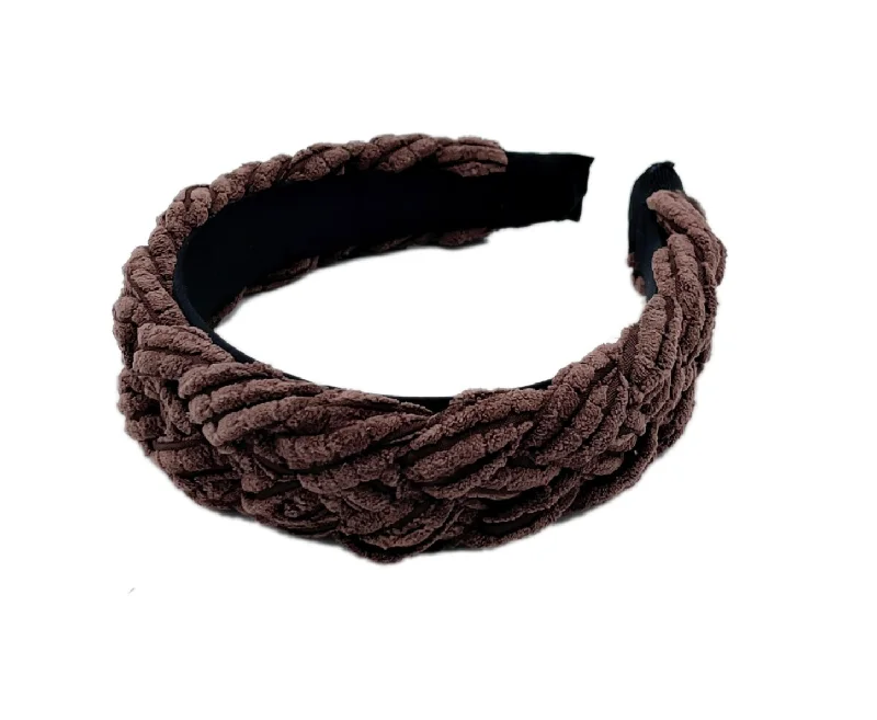 Brown Braided Corduroy Headband