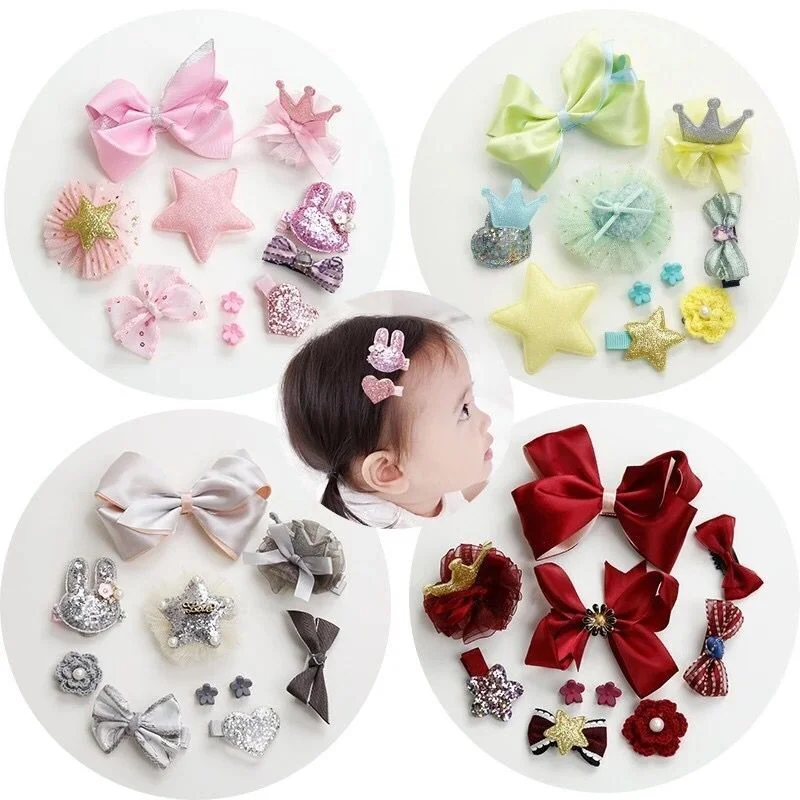 Wholesale Children's Gift Box Set of Ten Cloth Hair Clips