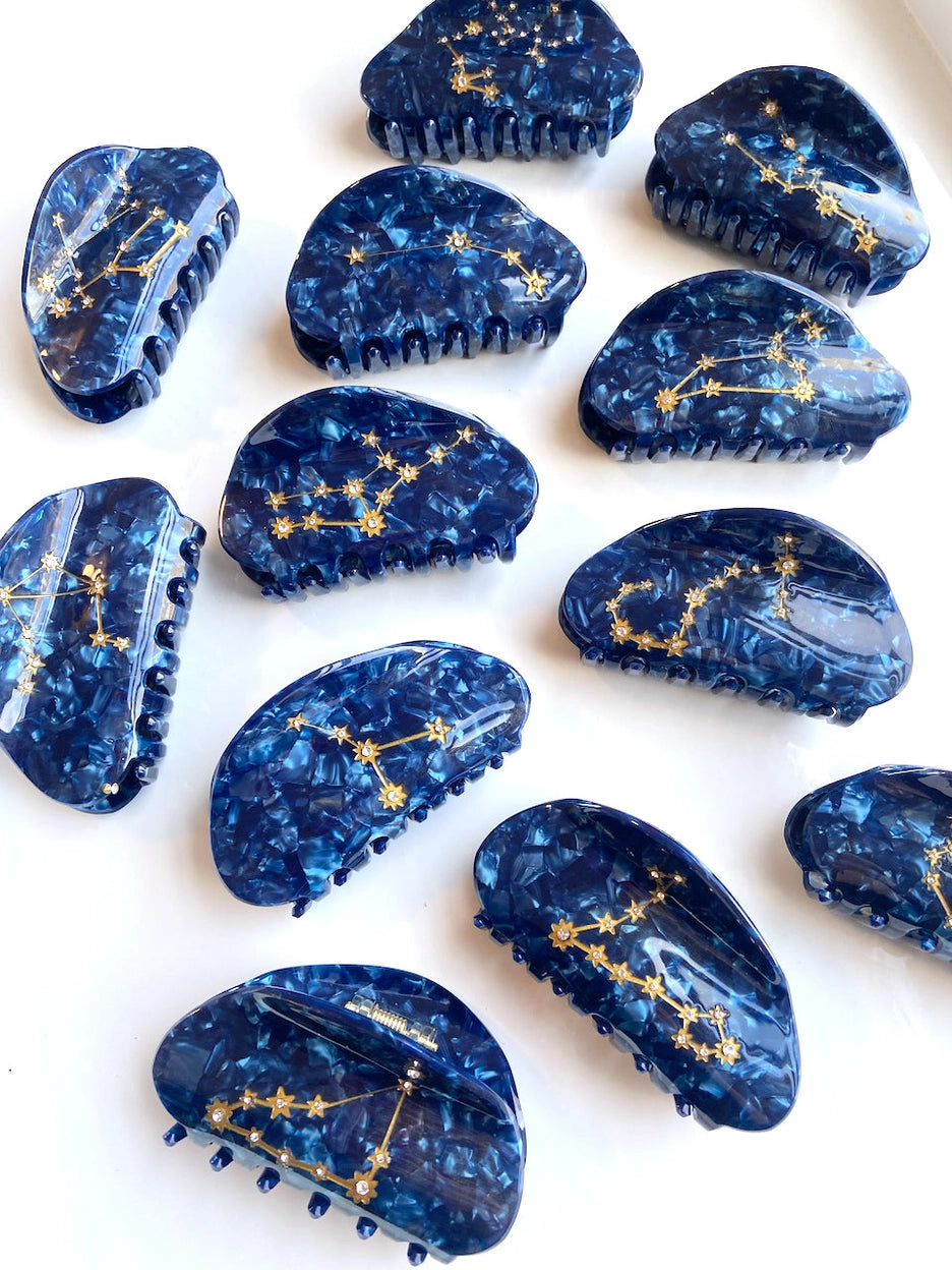 Hand-Painted Zodiac Constellation Hair Claw Clip