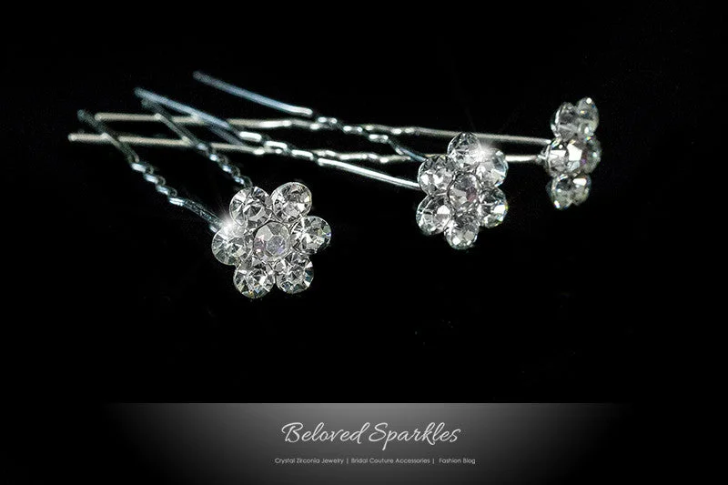 Stella Clear Diamond Flower Hair Stick Pin | Rhinestone