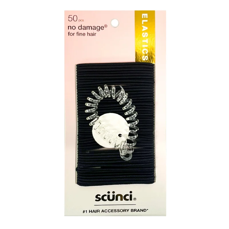 Scunci Black Elastics With Spiral 50pcs