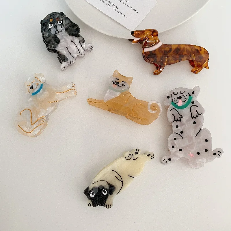 Wholesale Puppy Animals Acetate Hair Clips