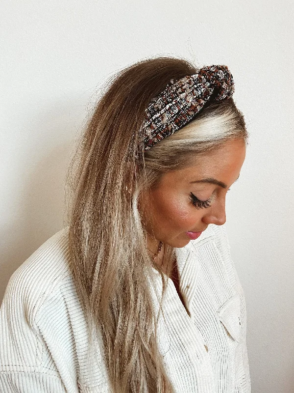 Brown Tweed Knotted Headband