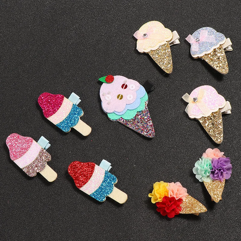 Wholesale Ice Cream Cones Cloth Hair Clips