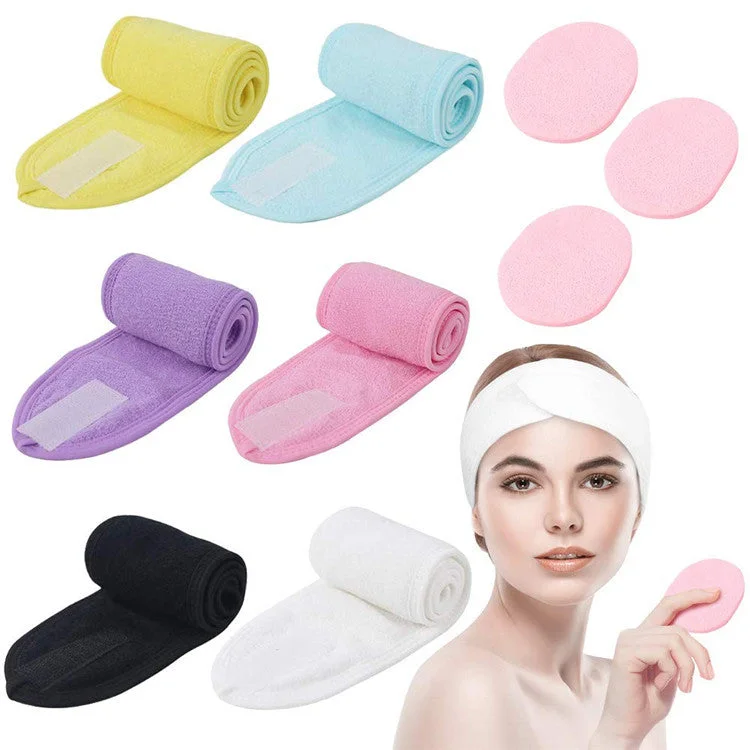 Wholesale Makeup Remover Face Wash Headband Yoga Adjustable Velcro Headband